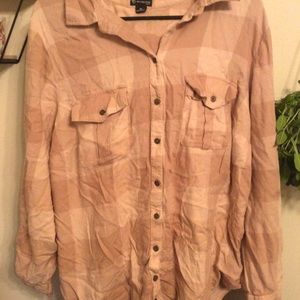 Dusty pink plaid button down shirt